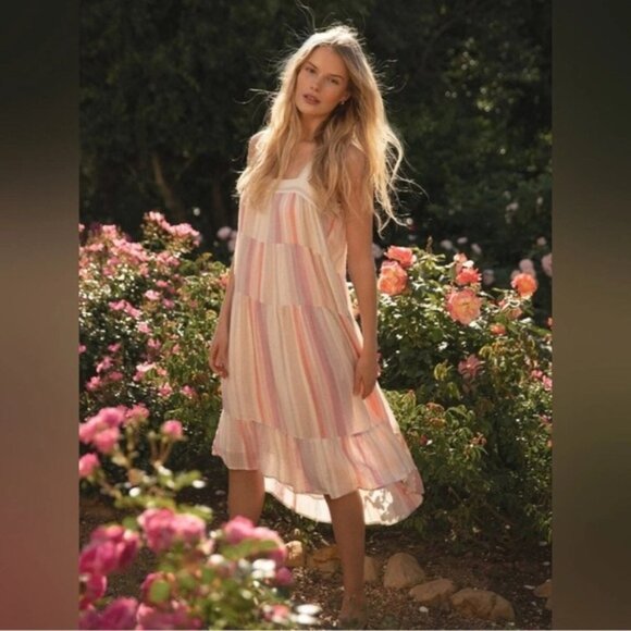 Rails Women’s Amaya LINEN Blend Striped Midi Tunic Dress Juliette Stripe LARGE - Picture 4 of 15